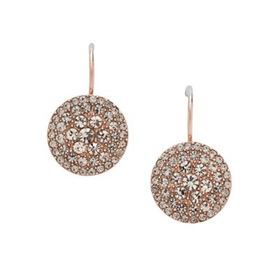 Round gold crystal earings from fossil